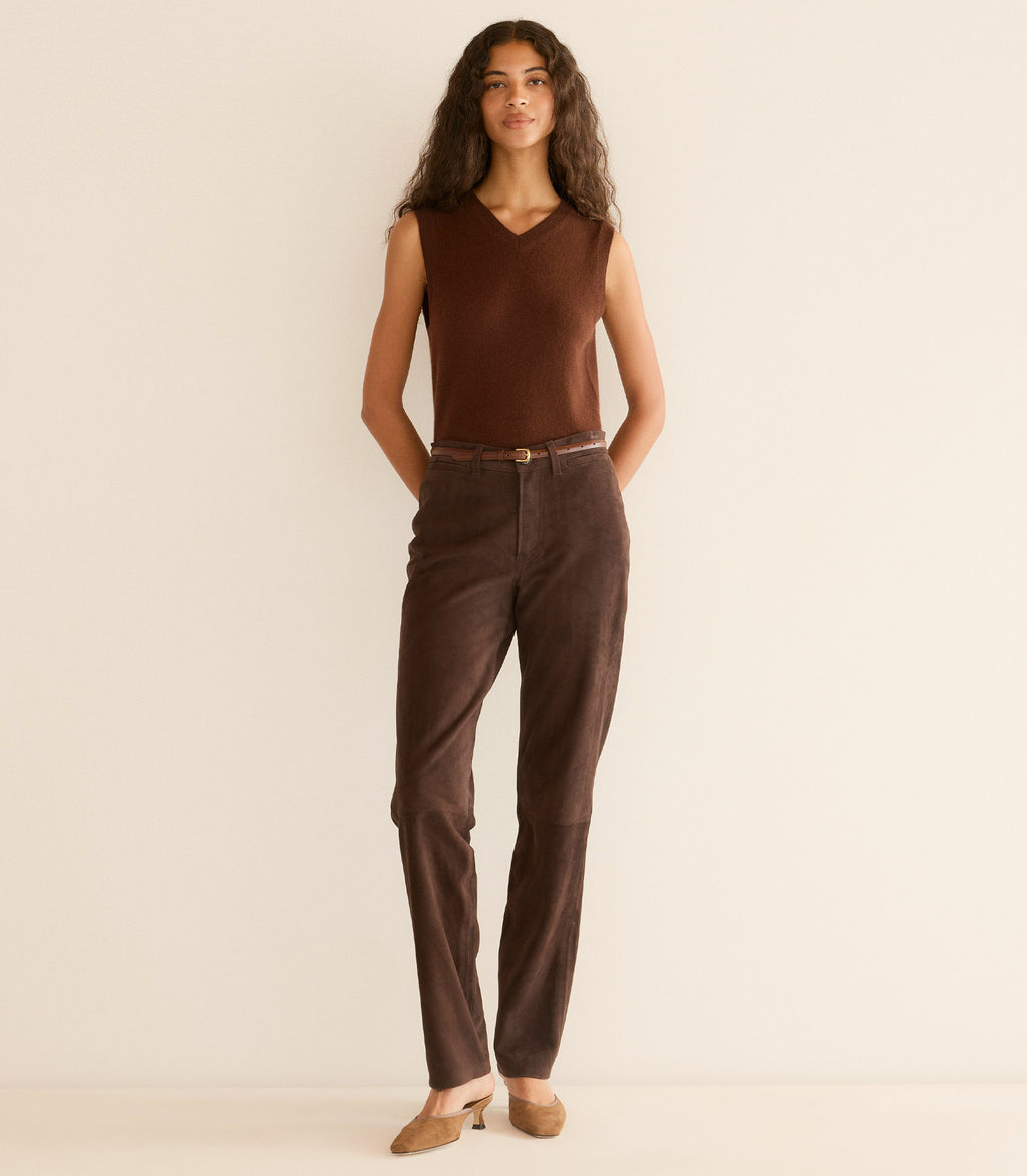 DAMIA CASHMERE VEST -- DARK UMBER